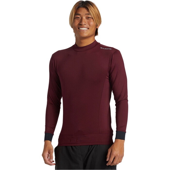2024 Quiksilver Da Uomo Highline Long Sleeve UPF 50 Surf T-Shirt AQYWR03146 - Wine