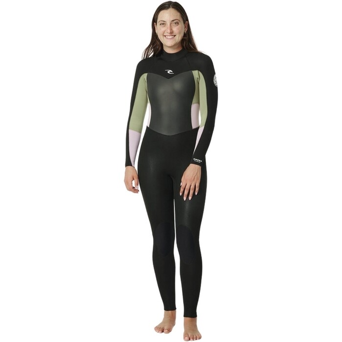 2024 Rip Curl Mulheres Omega 4/3mm GBS Back Zip Wetsuit 156WFS - Khaki