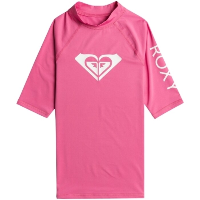 2024 Roxy Girls Wholehearted Short Sleeve Rash Vest ERGWR03283 - Shocking Pink