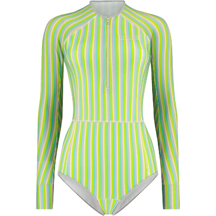 2024 Wallien Femmes One Piece Long Sleeve Front Zip Swimsuit 102001 - Multi Color Stripe