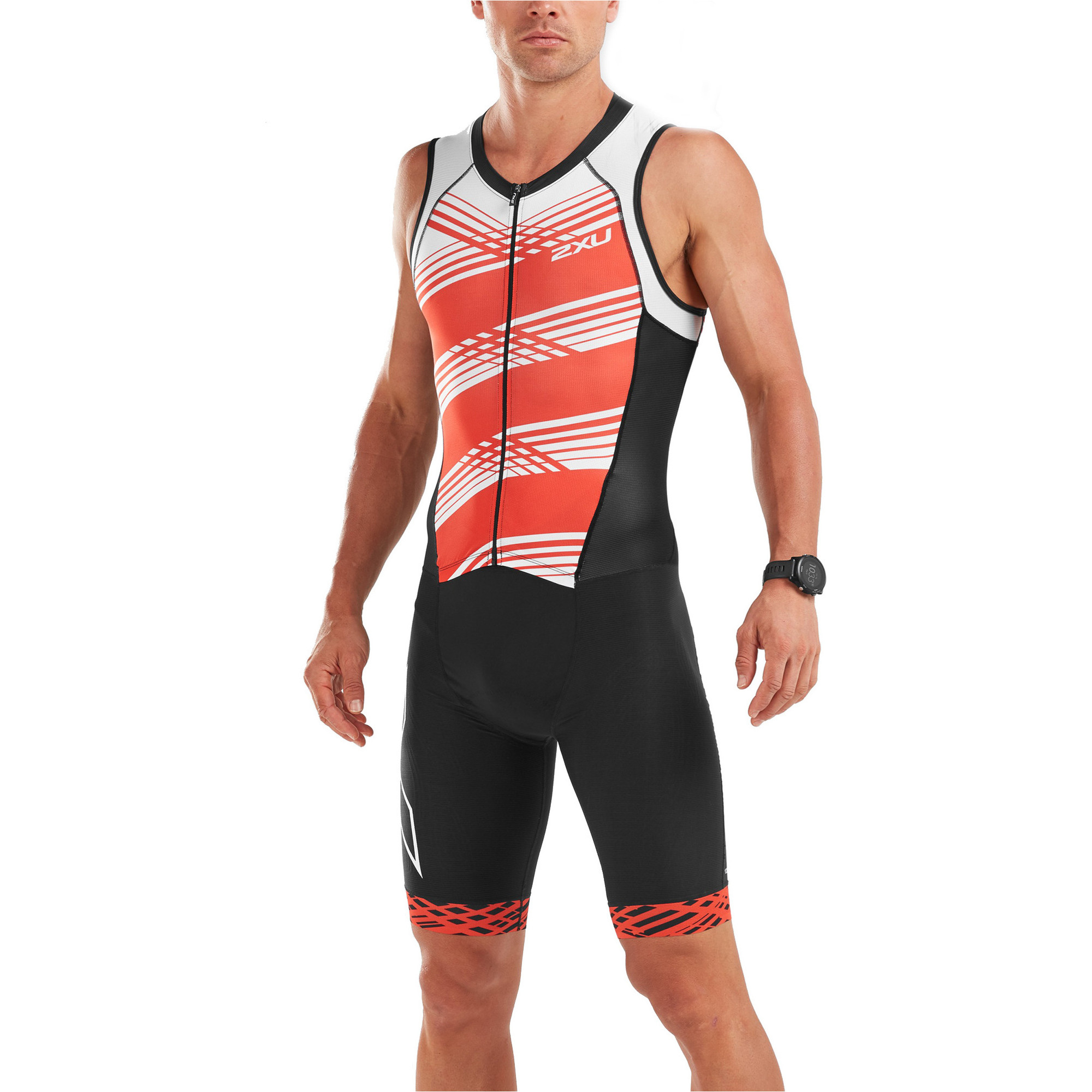 2019 2XU Mens Compression Full Zip Sleeveless Trisuit Black / White ...