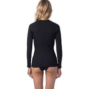 2020 Rip Curl Womens Premium Rib Front Zip Long Sleeve UV Surf Top WLY9PW - Black