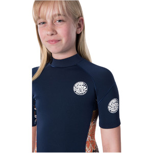 2020 Rip Curl Junior Girl's Dawn Patrol 1.5mm Back Zip Shorty Wetsuit Wsp8bj - Navy