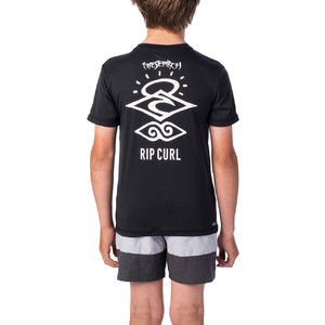 2020 Rip Curl Junior Boys Search Short Sleeve Rash Vest WLY9DB - Black