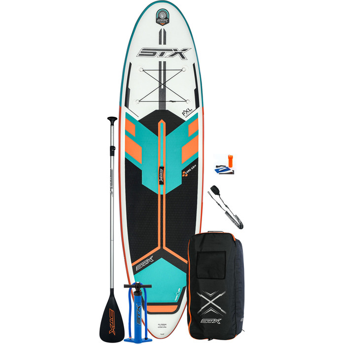 Stx Stand Up Paddle Board Gonflable Stx Freeride 10'6 2021 - Planche, Sac, Pagaie, Pompe & Leash - Menthe / Orange