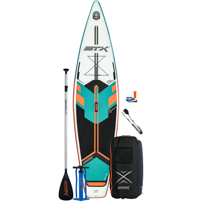 2020 Stx Touring 11'6 Hinchable Stand Up Paddle Board Package - Tabla, Bolsa, Paleta, Bomba Y Correa - Menta / Naranja