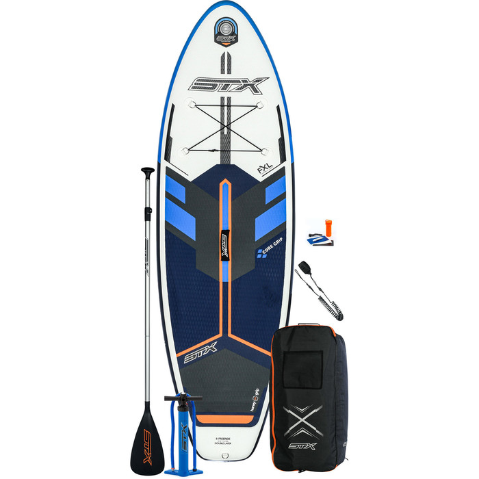 2020 STX Junior 8'0 Inflatable Stand Up Paddle Board Package - Board, Bag, Paddle, Pump & Leash - Blue / Orange