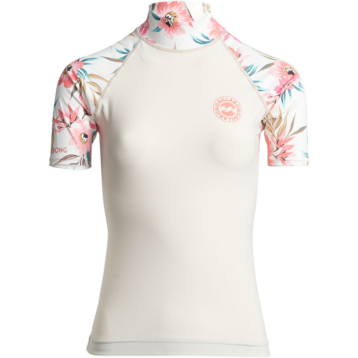 2020 Billabong Womens Flower Short Sleeve Rash Vest S4GY06 - Salt Crystal