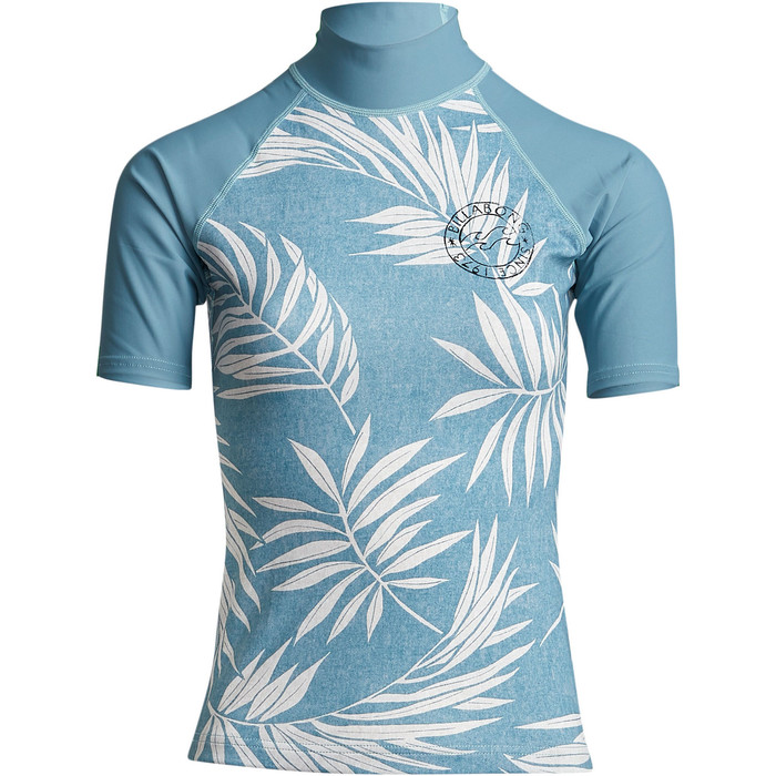 2020 Billabong Dames Surf Capsule Logo Rash Vest Met Korte Mouwen S4gy11 - Zeeblauw
