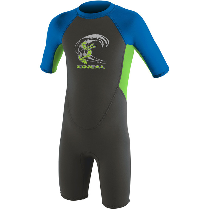 2024 O'Neill Toddler Reactor 2mm Back Zip  Shorty Wetsuit 4867 - Graphite / Dayglo / Ocean
