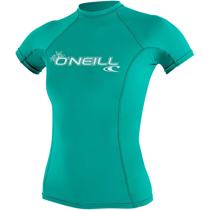 2024 O'Neill Womens Basic Skins Short Sleeve Crew Rash Vest 3548 - Light Aqua