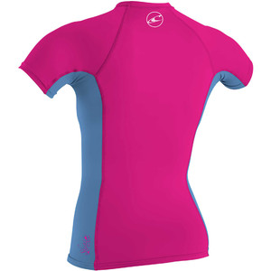2020 O'Neill Girls Premium Skins Short Sleeve Rash Vest 4175 - Berry / Periwinkle