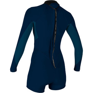 2020 O'Neill Womens Bahia 2/1mm Back Zip Long Sleeve Shorty Wetsuit 5291 - Abyss / French Navy