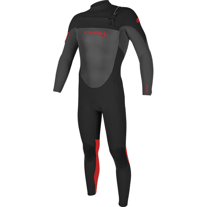 2021 O'neill Youth Epic 3/2mm Chest Zip Gbs Wetsuit 5357 - Preto / Graphite / Vermelho