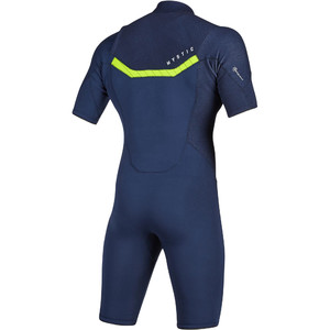 2020 Mystic Heren Marshall 3/2mm Chest Zip Shorty Wetsuit 200061 - Navy / Lime