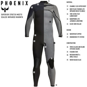 2023 Xcel Heren Phoenix 4/3mm Borst Ritssluiting Wetsuit XW21MN43GBX0 - Black / Graphite