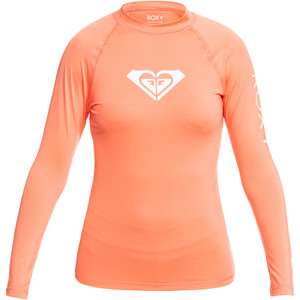 2022 Roxy Women's Whole Hearted Long Sleeve Rash Vest Vest Erjwr03547 - Fusion Coral
