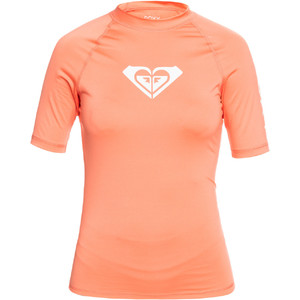 2022 Roxy Women's Whole Hearted Short Sleeve Rash Vest Vest Erjwr03548 - Fusion Coral