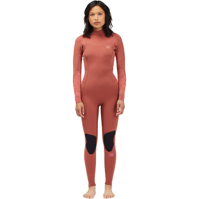 2022 Billabong Mujer Synergy 4/3mm Back Zip Neopreno C44G52 - Red Clay