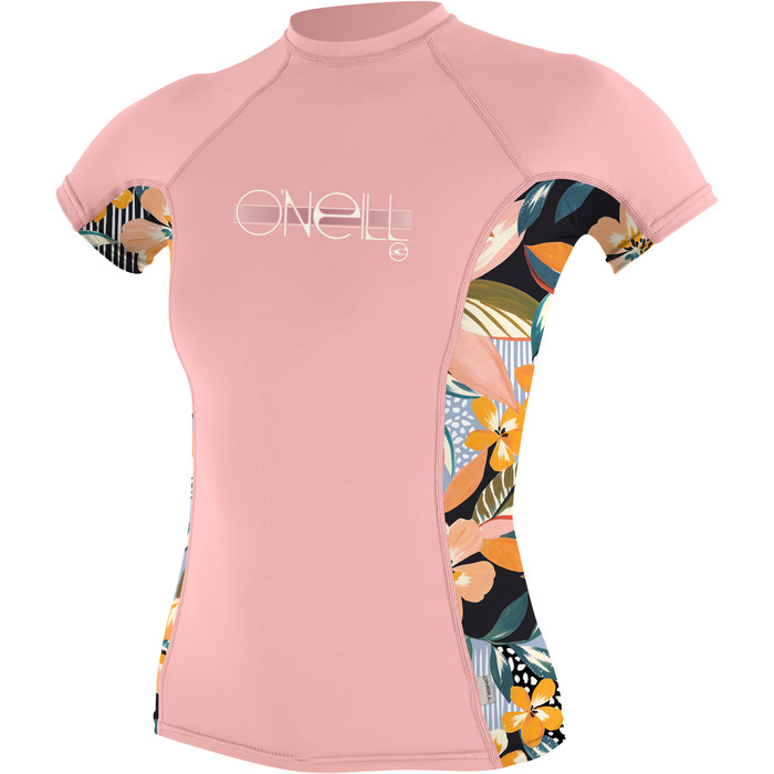 2024 O'Neill Girls Premium Skins Short Sleeve Rash Vest 4175 - Peony / Demi Floral