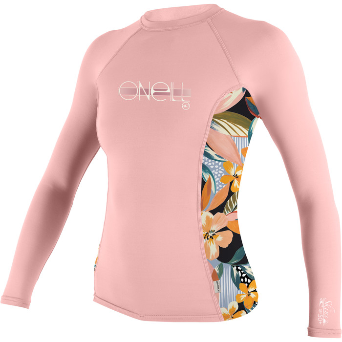 2024 O'Neill Girls Premium Skins Long Sleeve Rash Vest 4176 - Peony / Demi Floral