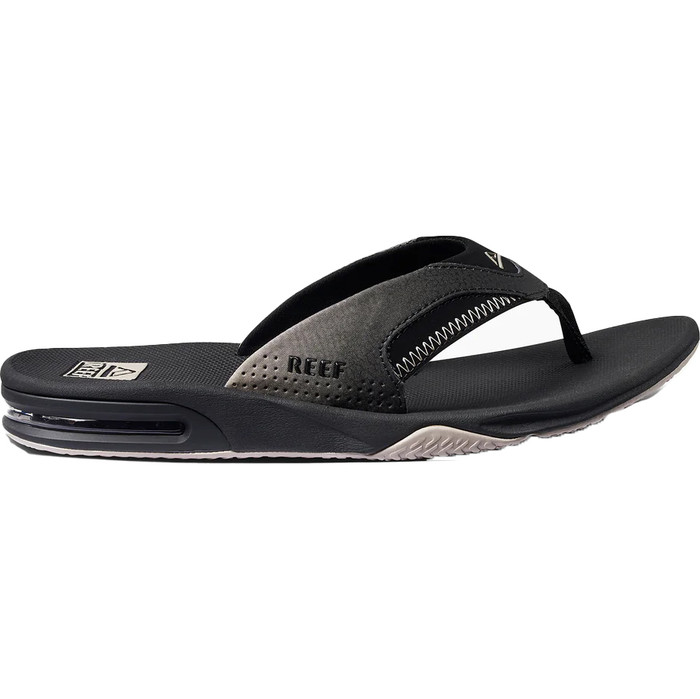 2023 Reef Mens Fanning Flip Flops CJ0393 - Black / Taupe Fade - Accessories  | Watersports Outlet
