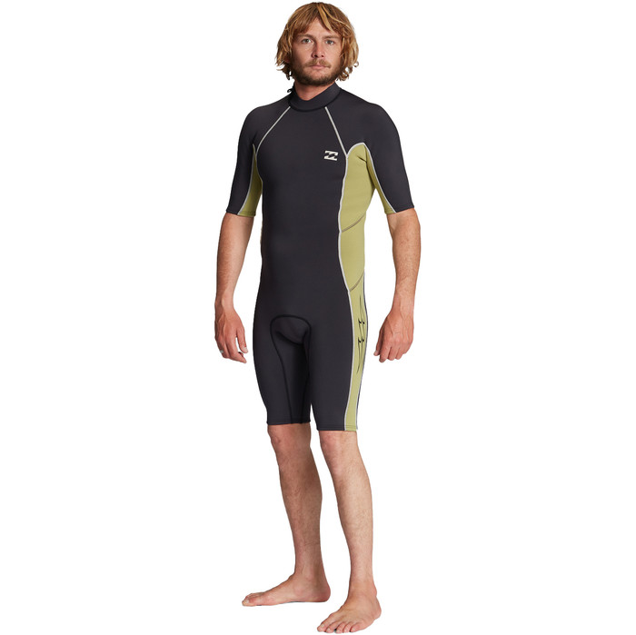 2023 Billabong Mens Absolute 2/2mm Back Zip Shorty Wetsuit ABYW500117 - Cactus