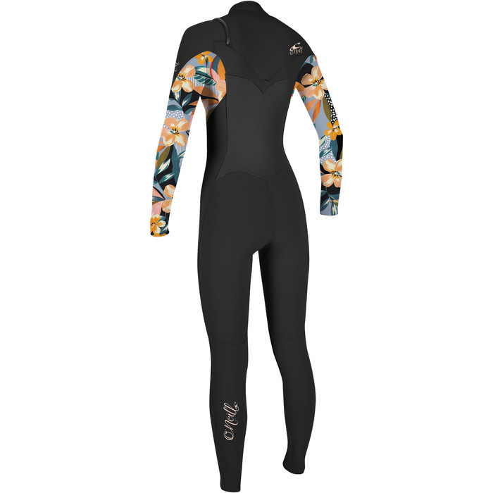 2024 O'Neill Dames Epic 3/2mm Borst Ritssluiting Gbs Wetsuit 5355 - Black / Demiflor