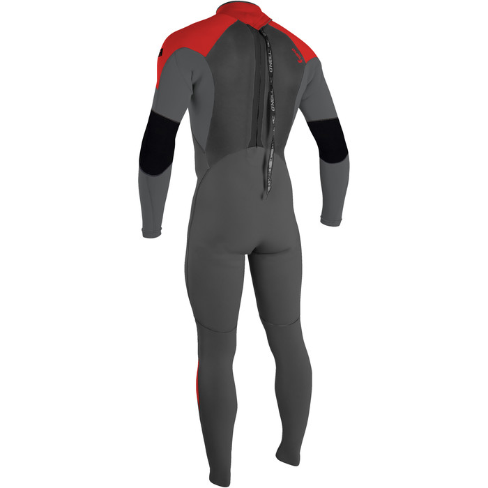2024 O'Neill Youth Epic 5/4mm Rug Ritssluiting Wetsuit 4219B - Graph / Smoke / Red