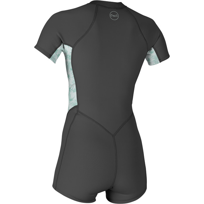 2024 O'Neill Dames Bahia 2/1mm Voorkant Ritssluiting Shorty Wetsuit 5293 - Graphite / Mirage Tropical