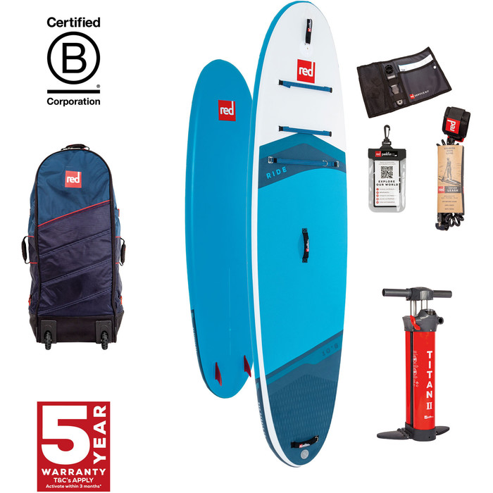 2024 Red Paddle Co 10'2'' Ride MSL Stand Up Paddle Board , Taske & Pumpe 001-001-001-0109 - Blue