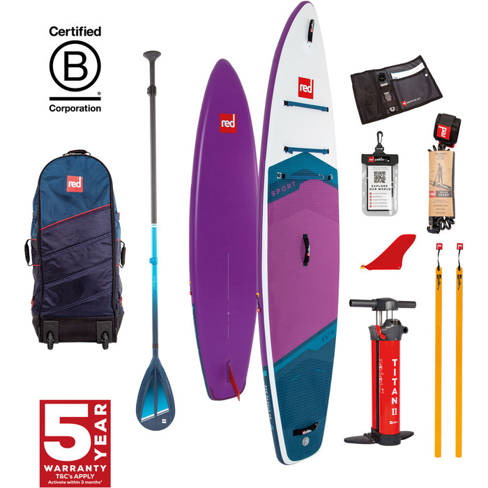 2024 Red Paddle Co 11'0'' Sport MSL Stand Up Paddle Board , Tasche, Pumpe & Hybrid Tough Paddle 001-001-002-0059 - Purple