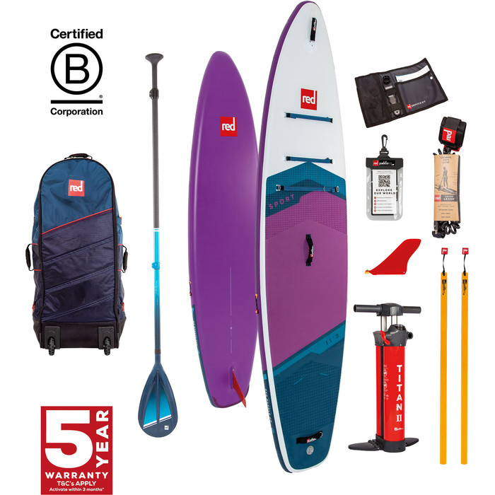 2024 Red Paddle Co 11'3'' Sport MSL Stand Up Paddle Board , Borsa, Pompa E Hybrid Paletta Tough 001-001-002-0061 - Purple