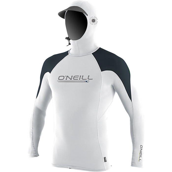 2018 O'Neill Premium Skins O'Zone Langarm-Kapuzen-Rash Vest Wei 4951