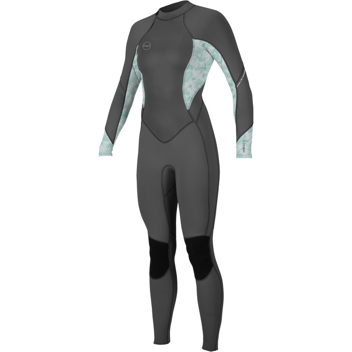 2024 O'Neill Dames Bahia 3/2mm Rug Ritssluiting Wetsuit 5292 - Graphite / Mirage Tropical