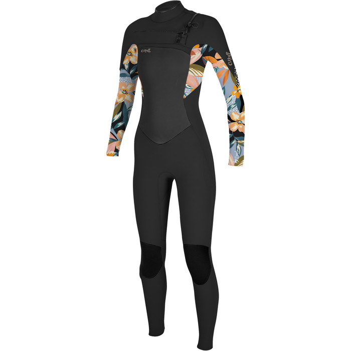 2024 O'Neill Girls Epic 5/4mm Chest Zip Wetsuit 5372G - Black / Demiflor