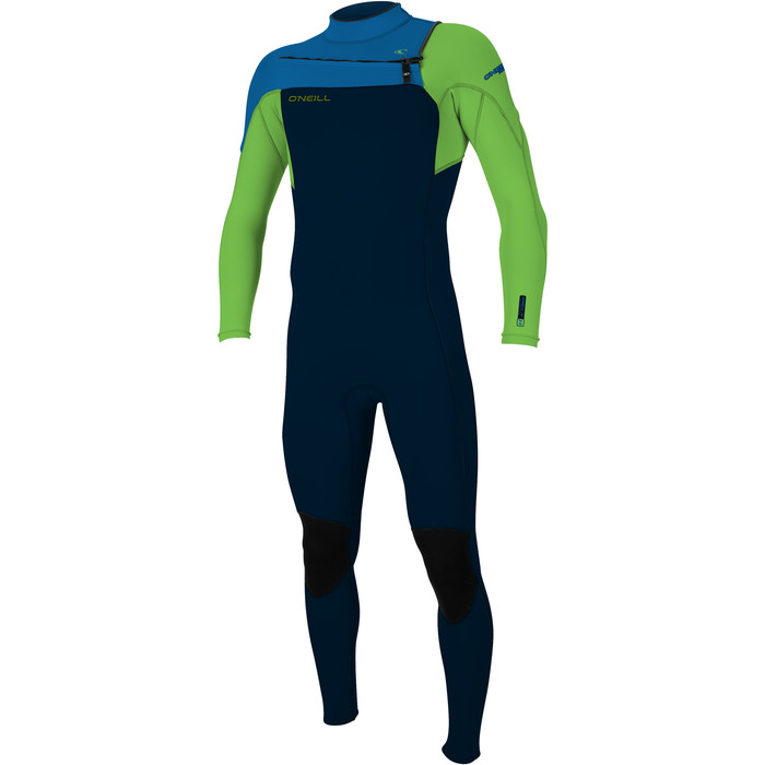 2024 O'Neill Youth Hammer 3/2mm Borst Ritssluiting Wetsuit 5412 - Abyss / Dayglo / Ocean