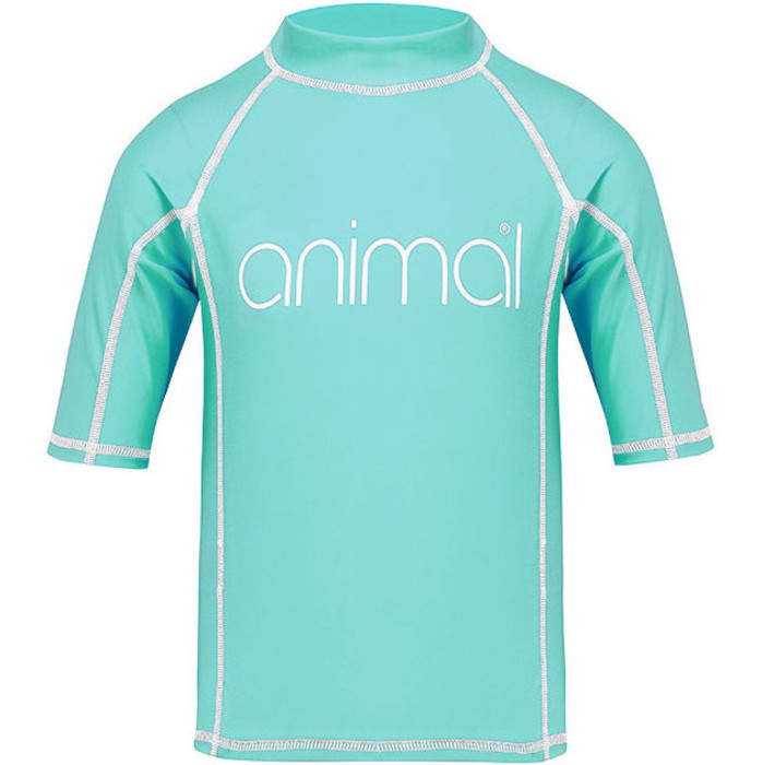 Animal Junior Girls Molli Short Sleeve Rash Vest Peppermint Blue CL8SN815