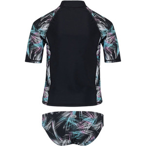 Animal Junior Girls Pixie Short Sleeve 2-Piece Rash Vest Set Black CL8SN816