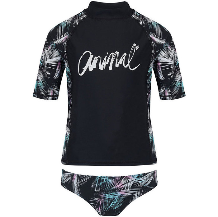 2018 Animal Junior Girls Pixie Short Sleeve 2-Piece Udstrykning Vest Set Black CL8SN816