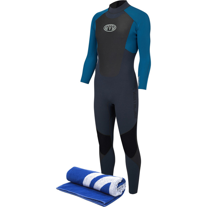 Animal Mens Lava 3/2mm GBS Back Zip Wetsuit Marina Blue AW8SN101 & Free Beach Towel