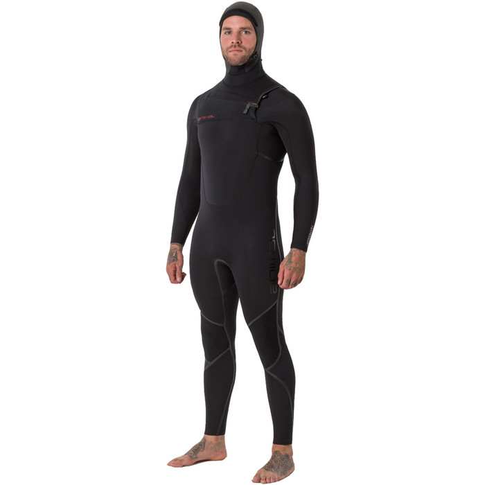 Animal Hombre Assassin V2 6 / 4mm con capucha GBS Chest Zip Wetsuit Negro AW8WN101