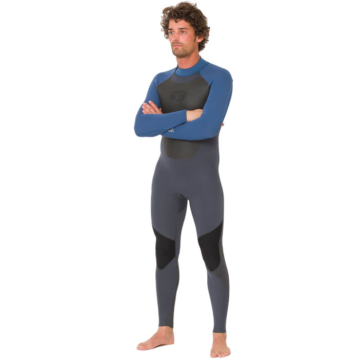2019 Animal Mens Lava 5/4/3mm Back Zip GBS Wetsuit Grey / Blue AW9WQ006