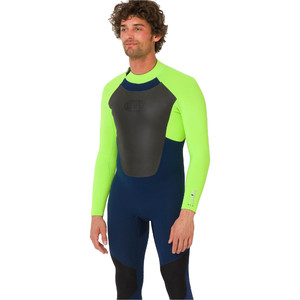 2019 Lava Animal Homens Animal 5/4 5/4/3mm Back Zip Gbs Wetsuit Navy / Lime Aw9wq006