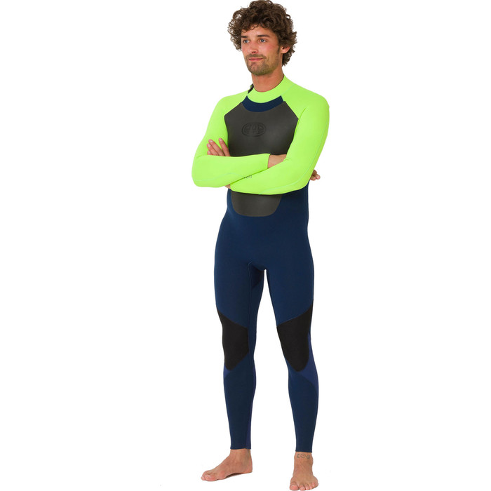 2019 Animal Mannen Lava 5/4/3mm Back Zip Gbs Wetsuit Navy / Lime Aw9wq006