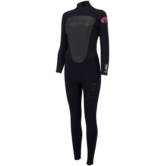 Lava Das Mulheres Animal 4/3mm Back Zip Gbs Wetsuit Preto Aw8sn300