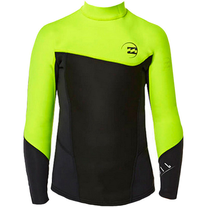 Billabong Foil LONG Sleeved 2mm Neoprene Top in BLACK Yellow