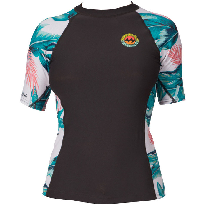 2016 Billabong Mesdames Surf Capsule manches courtes Rash Vest in Black Sands W4GY06
