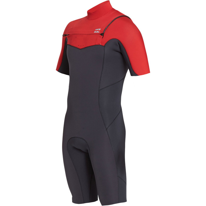 2019 Billabong Mens 2mm Absolute Chest Zip Shorty Wetsuit Red N42M23