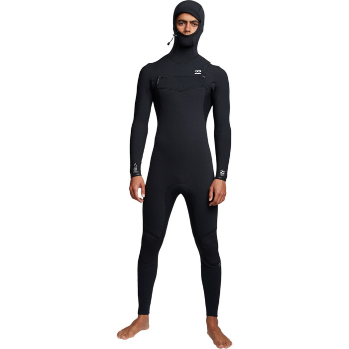 2019 Billabong Mannen Furnace Comping 4/3mm Hooded Chest Zip Wetsuit Zwart Q44m04